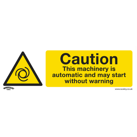 Sealey Warning Safety Sign - Caution Automatic Machinery - Rigid Plastic - Pack of 10 Model No- SS47P10