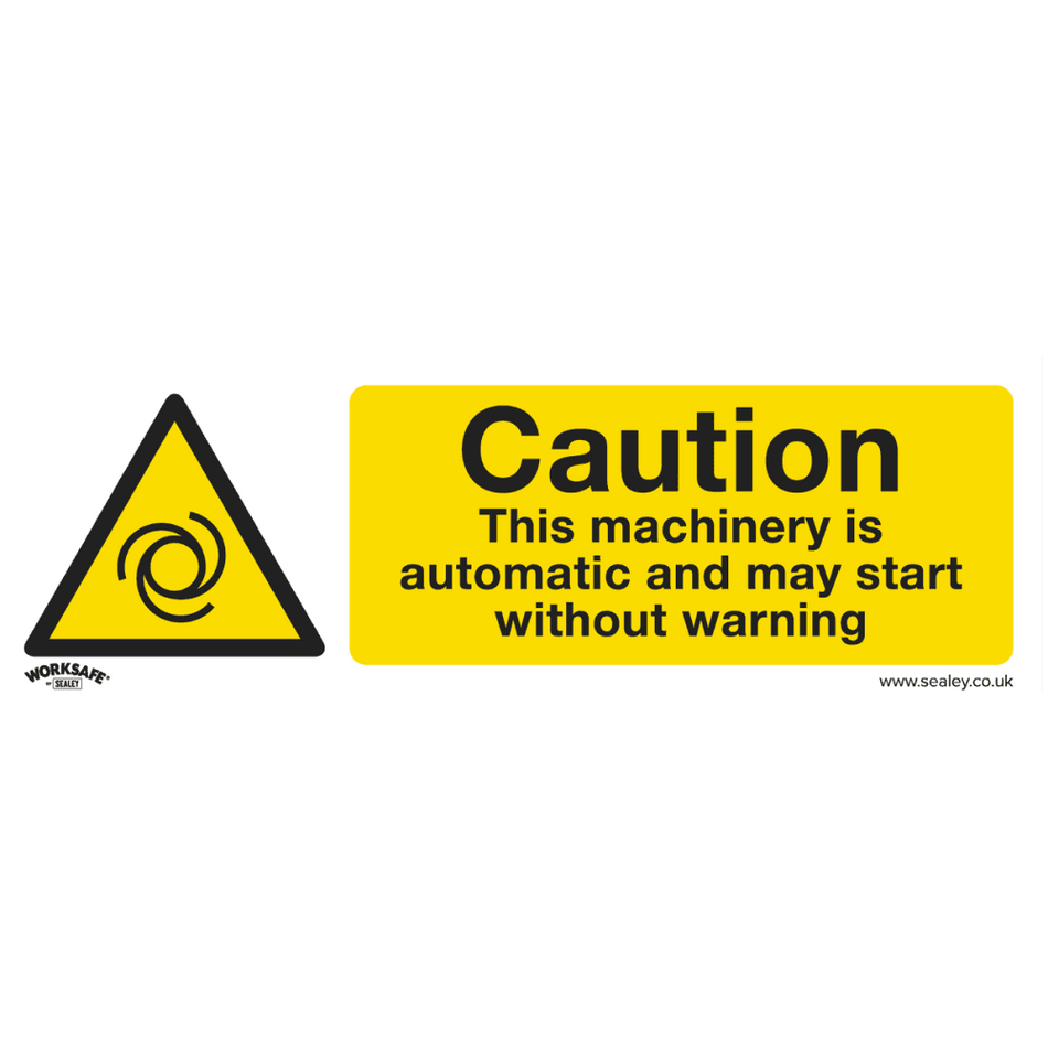 Sealey Warning Safety Sign - Caution Automatic Machinery - Rigid Plastic - Pack of 10 Model No- SS47P10