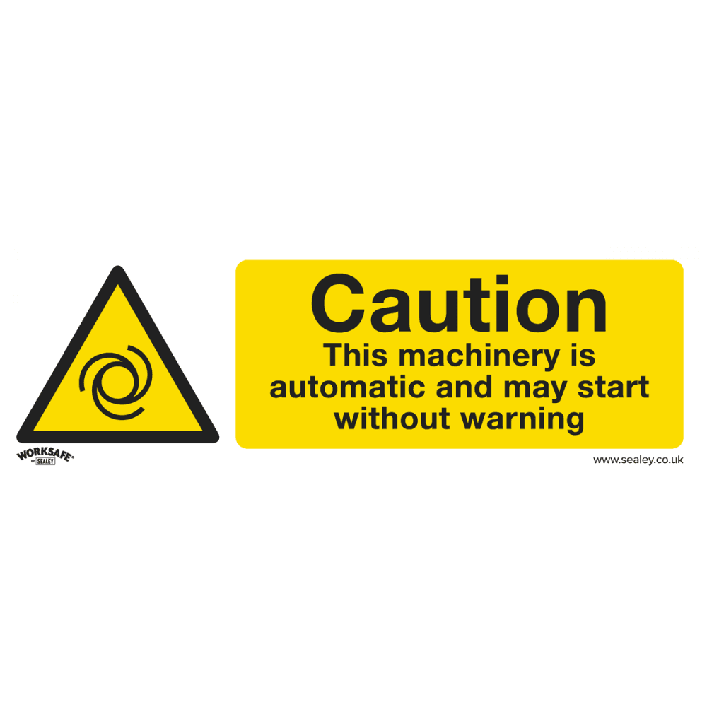 Sealey Warning Safety Sign - Caution Automatic Machinery - Self-Adhesive Vinyl Model No- SS47V1