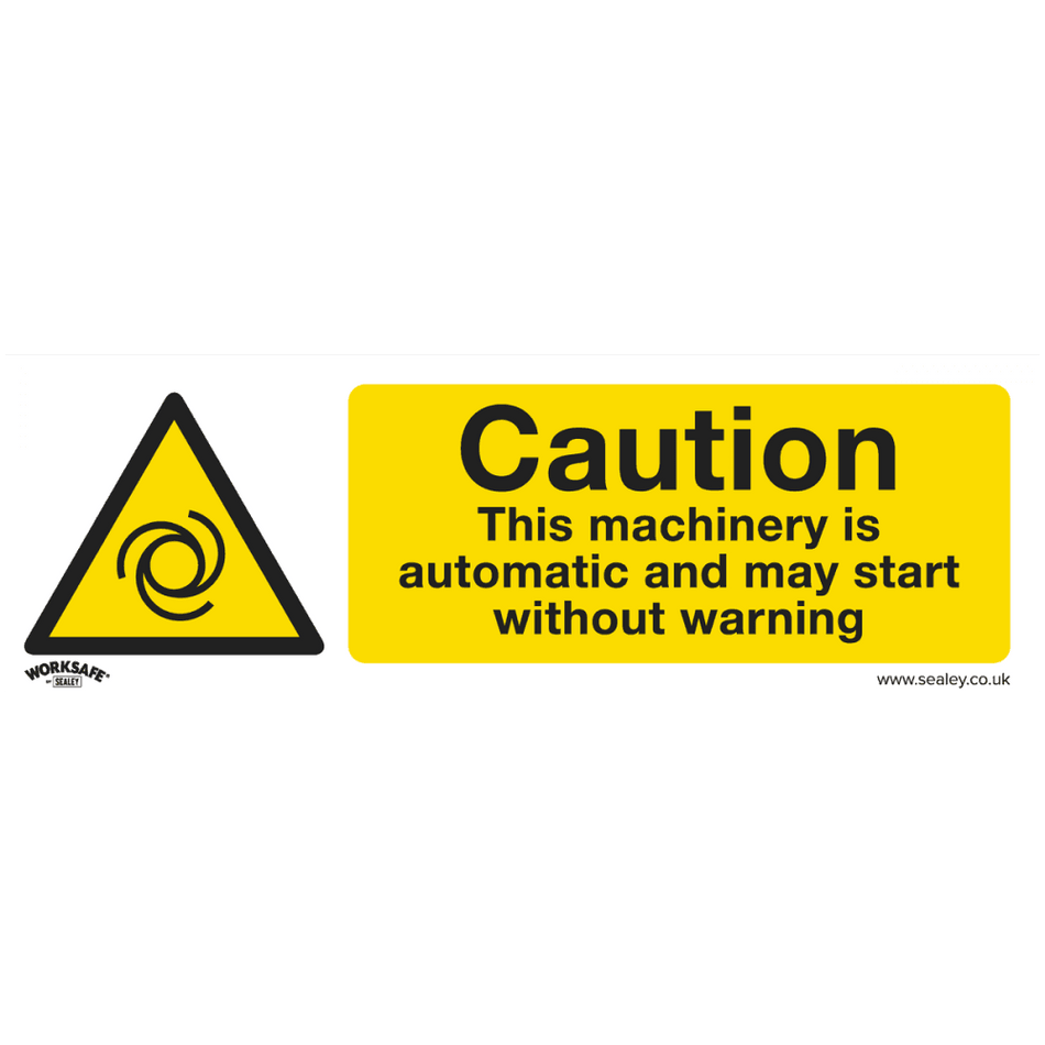 Sealey Warning Safety Sign - Caution Automatic Machinery - Self-Adhesive Vinyl Model No- SS47V1
