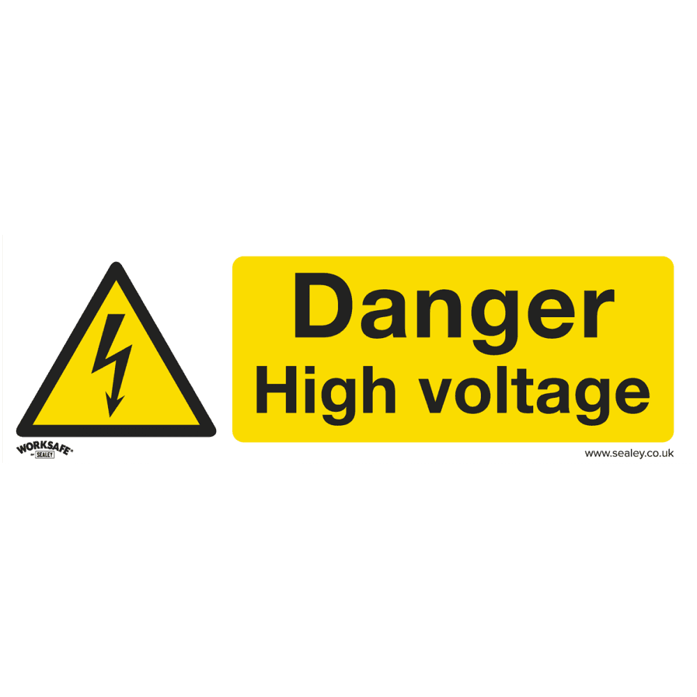 Sealey Warning Safety Sign - Danger High Voltage - Self-Adhesive Vinyl Model No- SS48V1