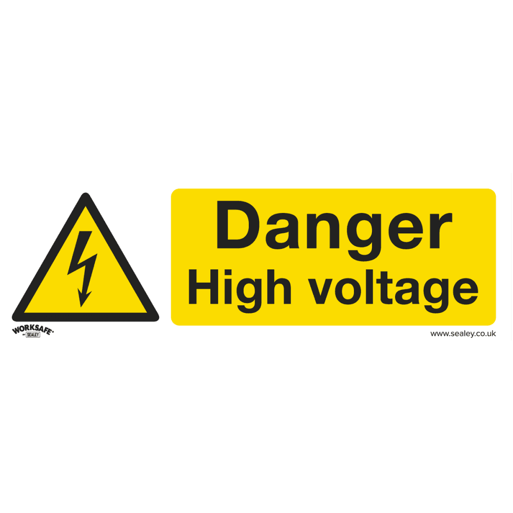 Sealey Warning Safety Sign - Danger High Voltage - Rigid Plastic Model No- SS48P1