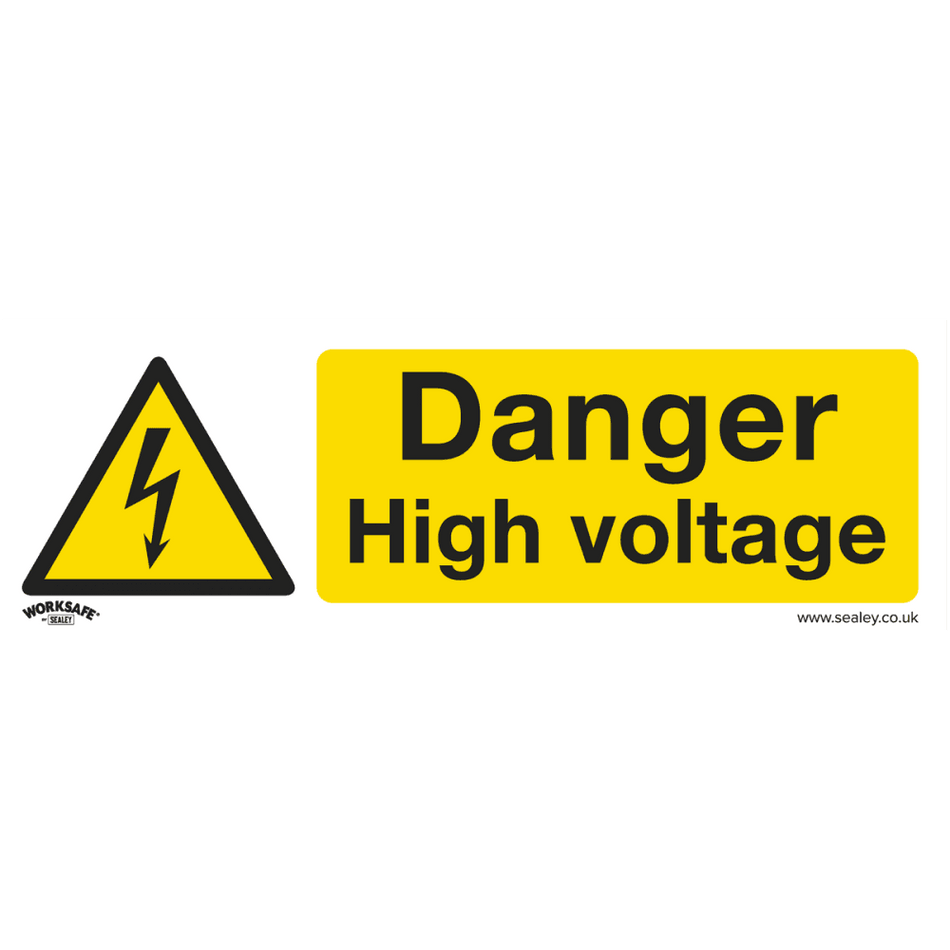 Sealey Warning Safety Sign - Danger High Voltage - Rigid Plastic Model No- SS48P1