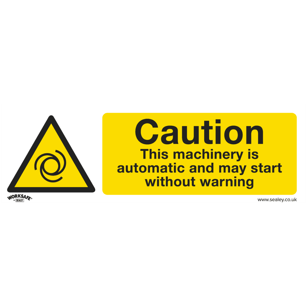 Sealey Warning Safety Sign - Caution Automatic Machinery - Rigid Plastic Model No- SS47P1