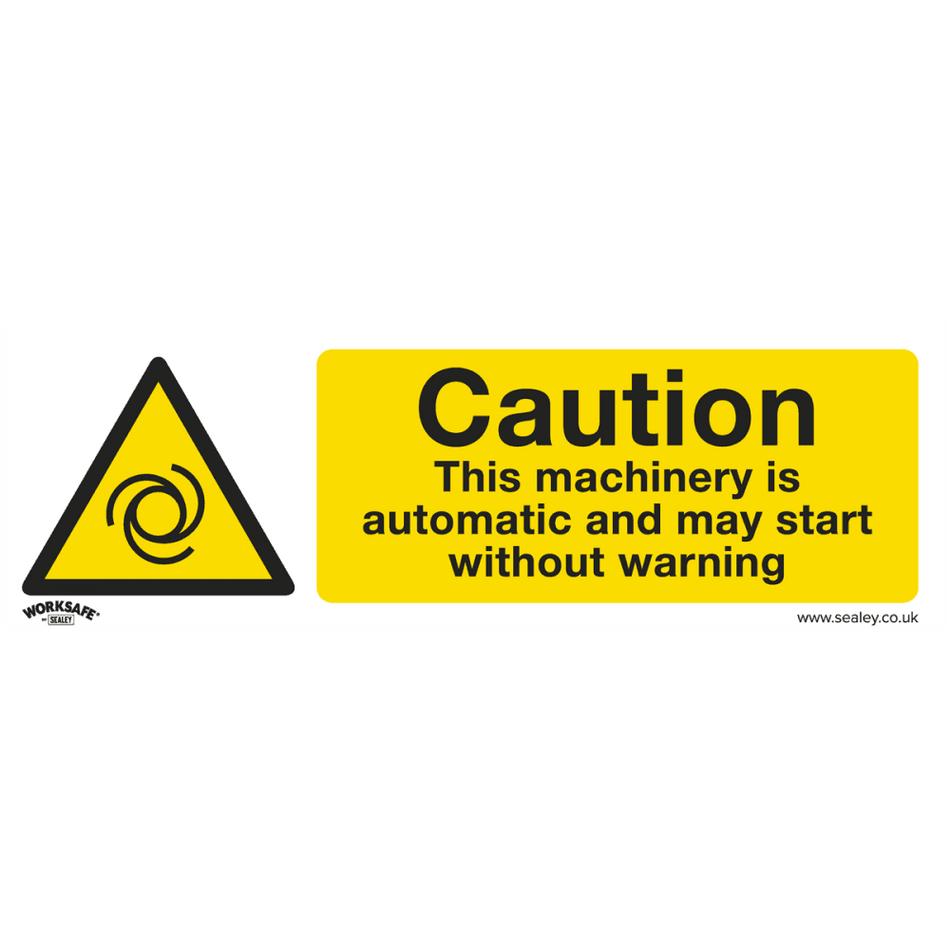 Sealey Warning Safety Sign - Caution Automatic Machinery - Rigid Plastic Model No- SS47P1