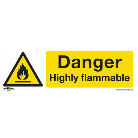 Sealey Warning Safety Sign - Danger Highly Flammable - Self-Adhesive Vinyl Model No- SS45V1