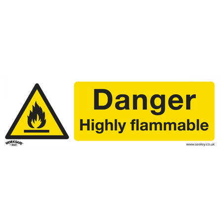 Sealey Warning Safety Sign - Danger Highly Flammable - Rigid Plastic Model No- SS45P1