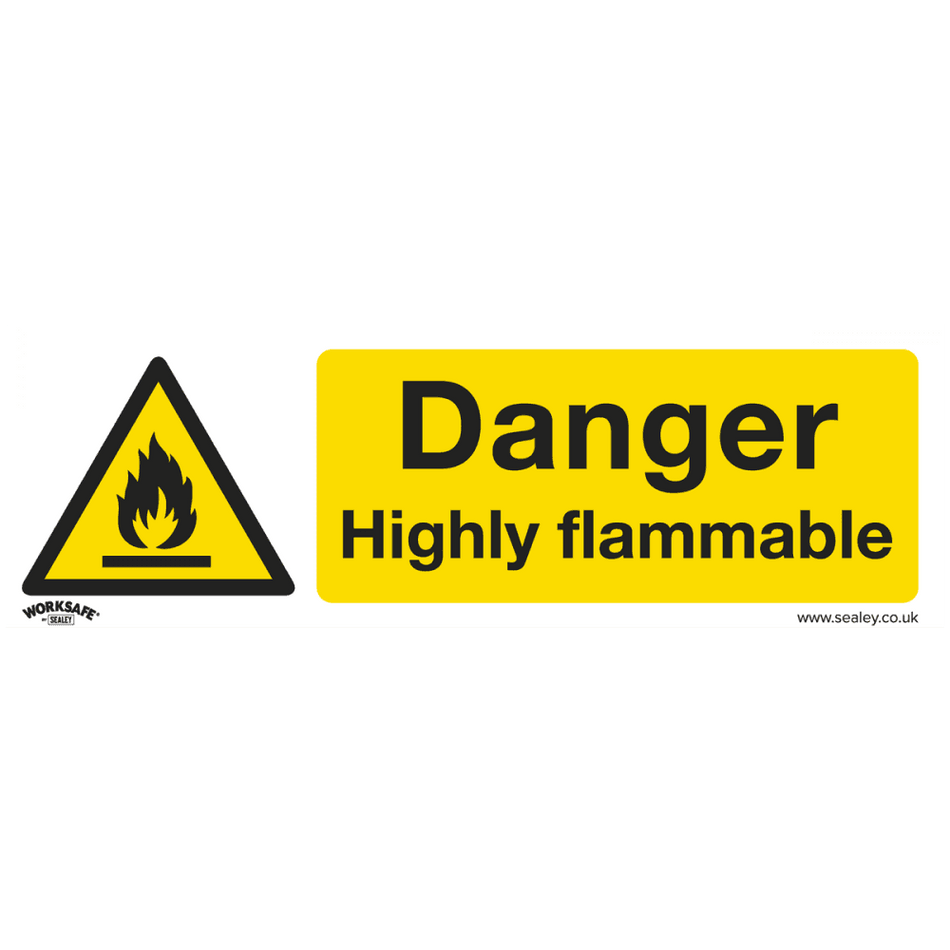Sealey Warning Safety Sign - Danger Highly Flammable - Rigid Plastic Model No- SS45P1