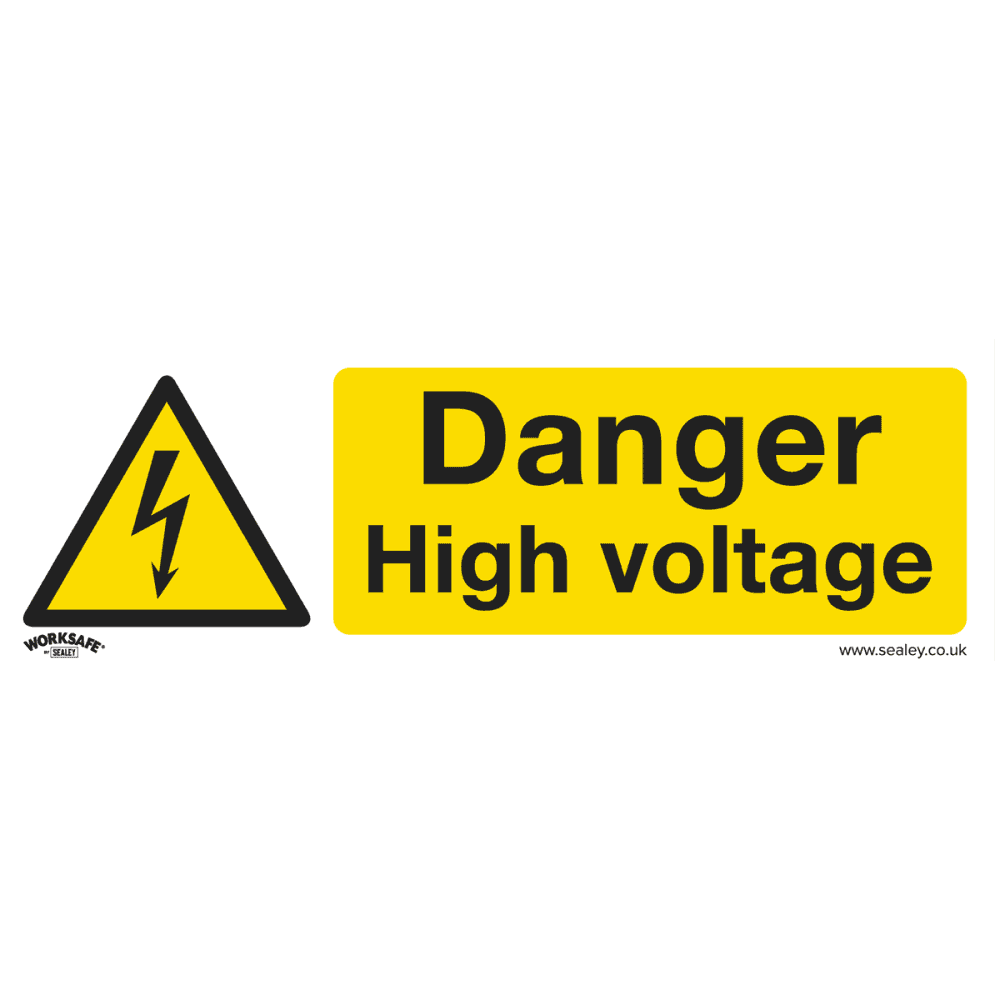 Sealey Warning Safety Sign - Danger High Voltage - Self-Adhesive Vinyl - Pack of 10 Model No- SS48V10