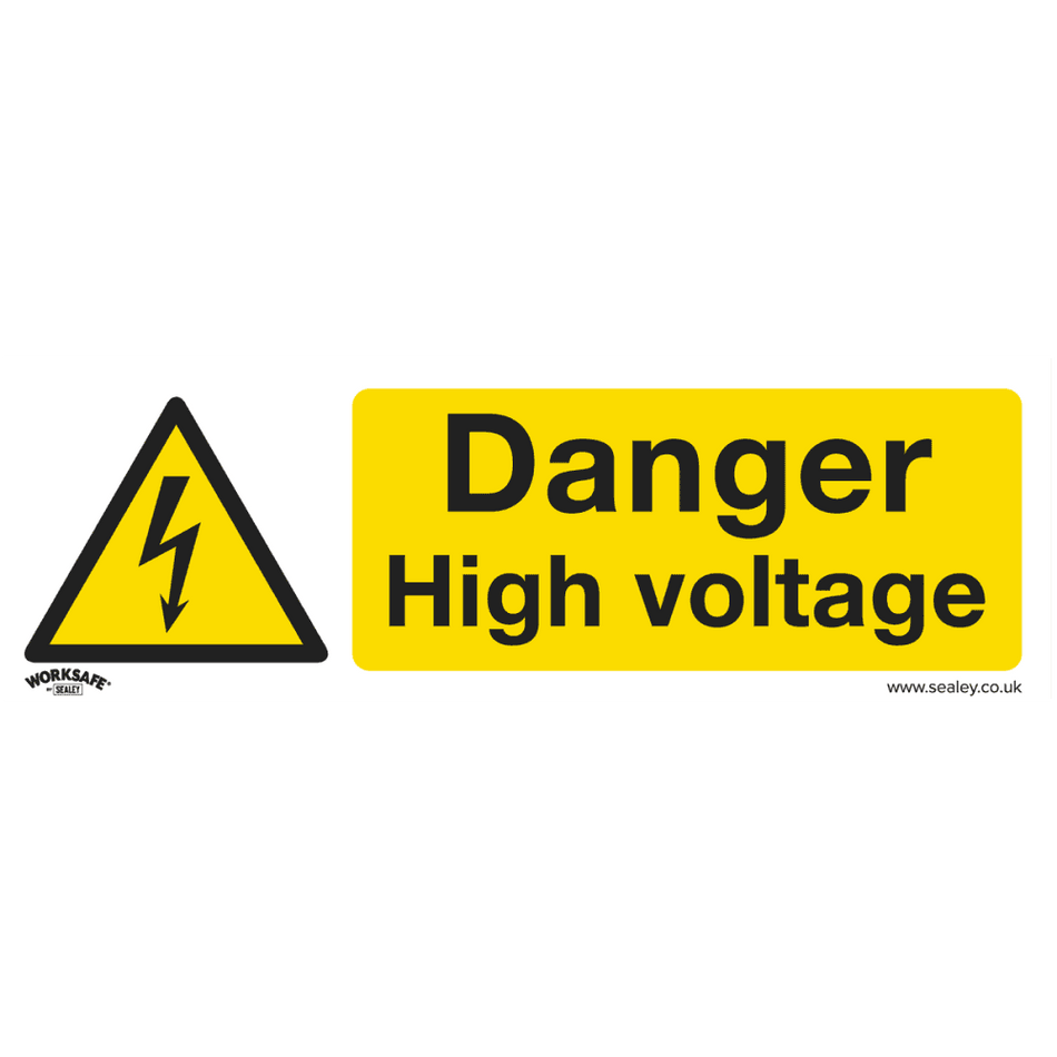 Sealey Warning Safety Sign - Danger High Voltage - Self-Adhesive Vinyl - Pack of 10 Model No- SS48V10