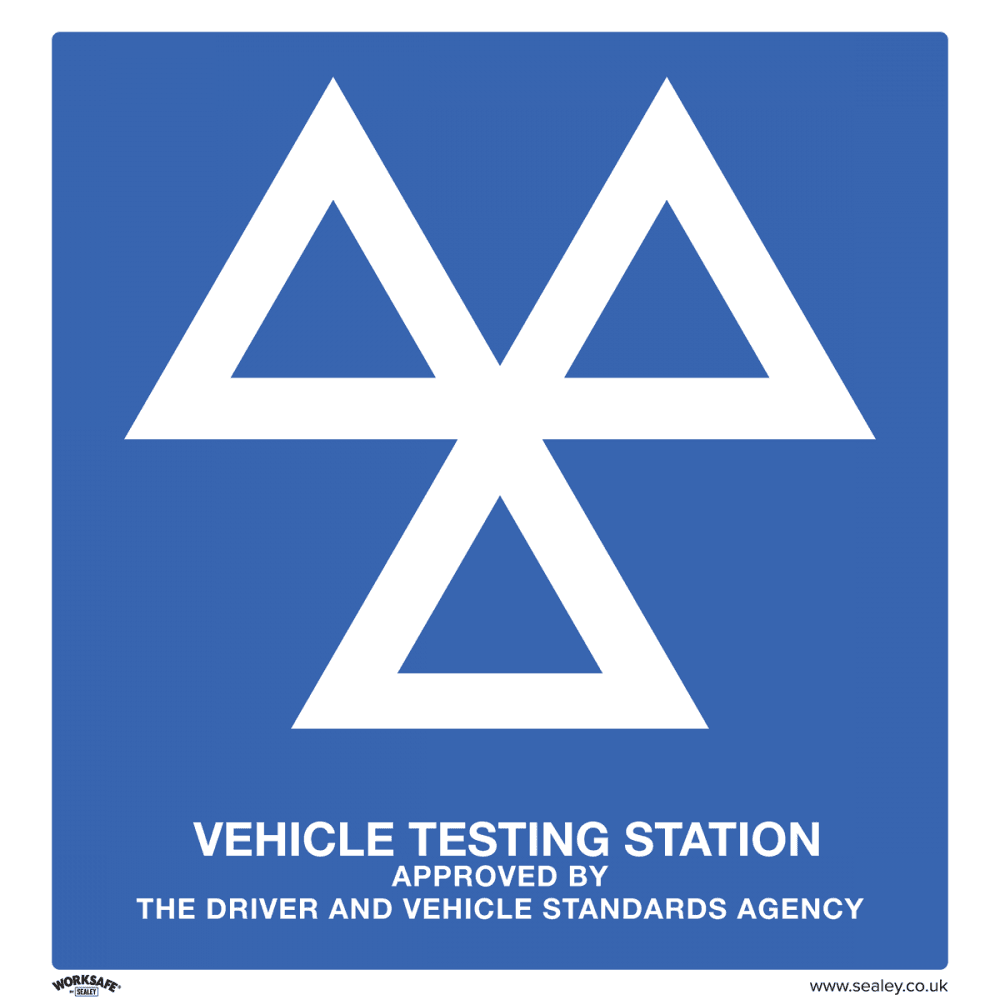 Sealey Warning Safety Sign - MOT Testing Station - Rigid Plastic - Pack of 10 Model No- SS51P10