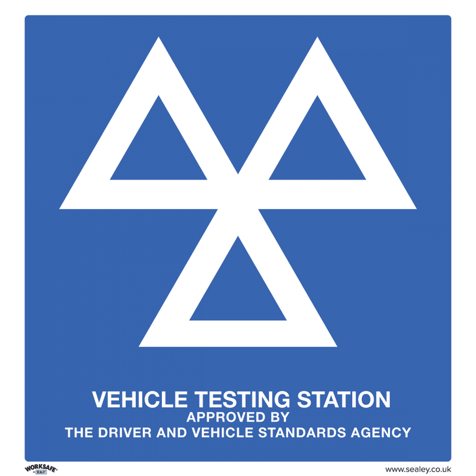 Sealey Warning Safety Sign - MOT Testing Station - Rigid Plastic - Pack of 10 Model No- SS51P10