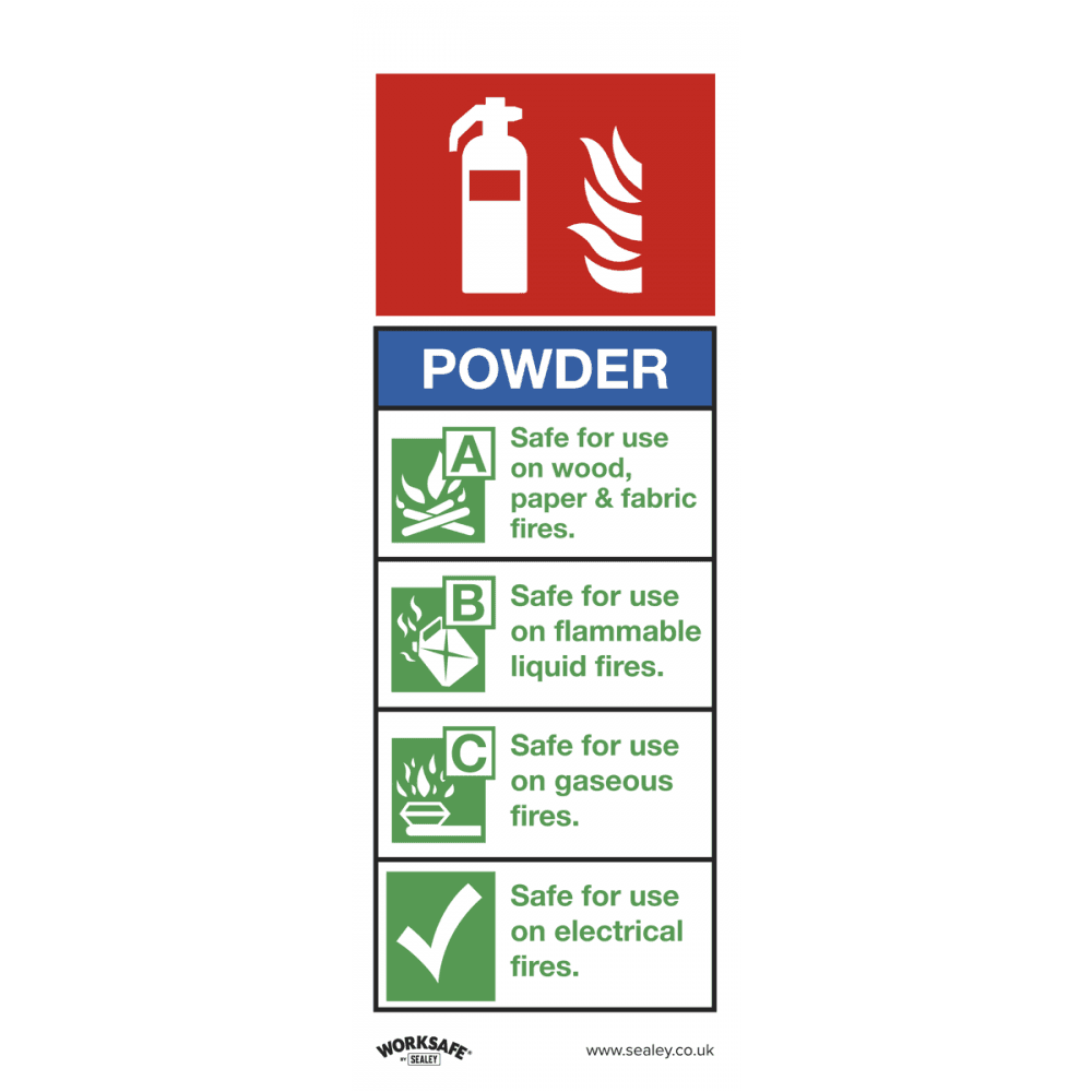 Sealey Safe Conditions Safety Sign - Powder Fire Extinguisher - Rigid Plastic Model No- SS52P1
