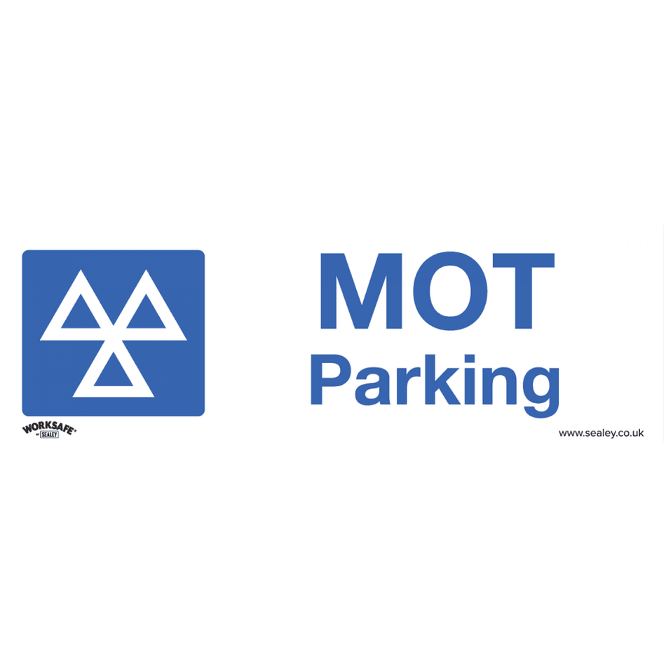 Sealey Warning Safety Sign - MOT Parking - Self-Adhesive Vinyl - Pack of 10 Model No- SS49V10