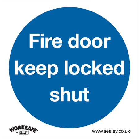 Sealey Mandatory Safety Sign - Fire Door Keep Locked Shut - Rigid Plastic - Pack of 10 Model No- SS4P10