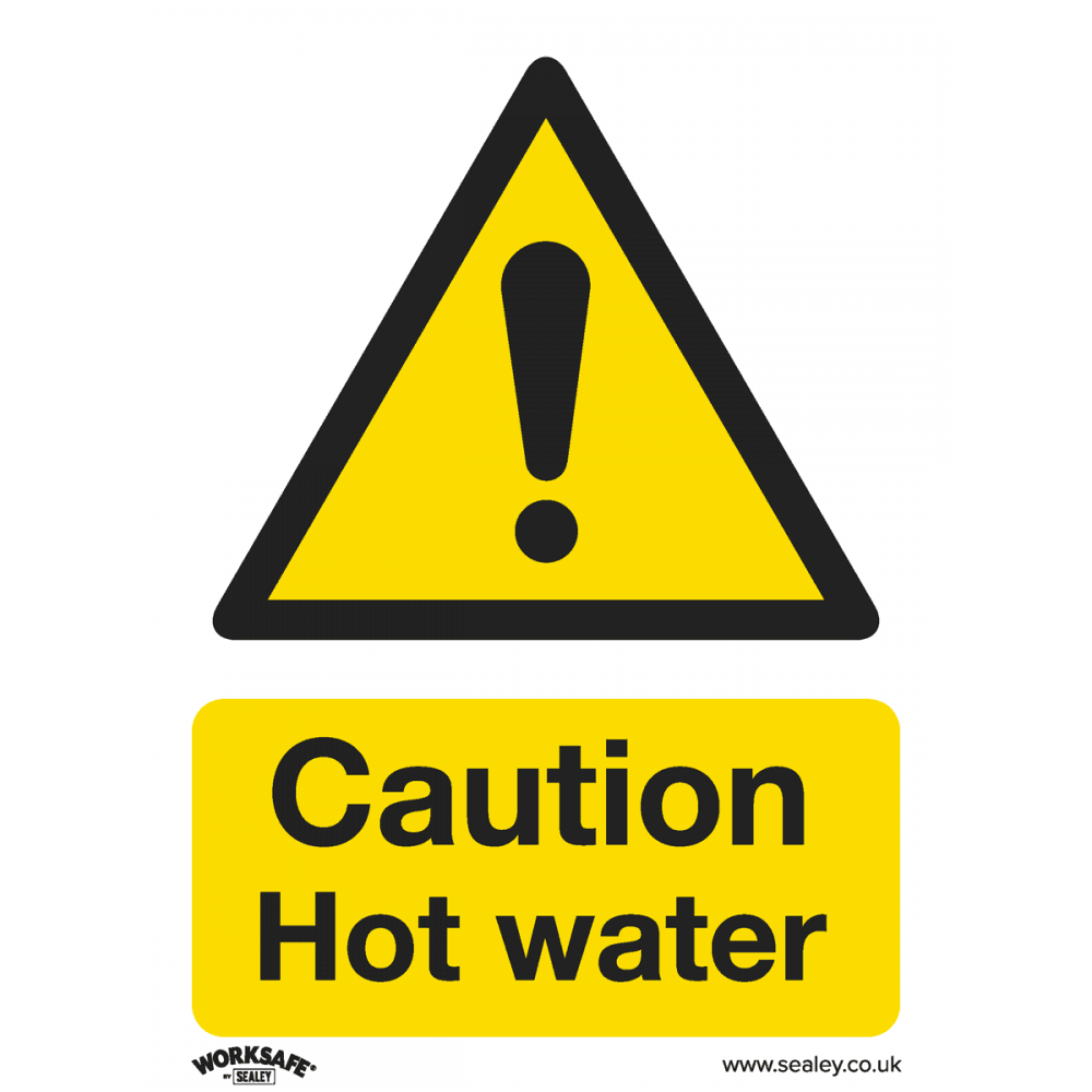 Sealey Warning Safety Sign - Caution Hot Water - Self-Adhesive Vinyl Model No- SS38V1