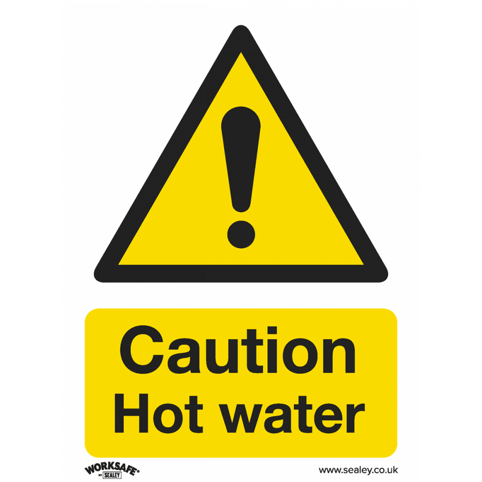 Sealey Warning Safety Sign - Caution Hot Water - Self-Adhesive Vinyl Model No- SS38V1