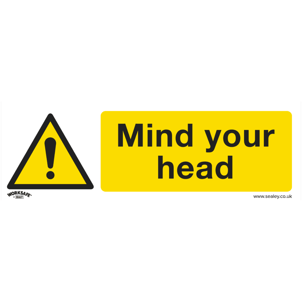 Sealey Warning Safety Sign - Mind Your Head - Self-Adhesive Vinyl Model No- SS39V1