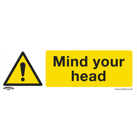 Sealey Warning Safety Sign - Mind Your Head - Self-Adhesive Vinyl Model No- SS39V1