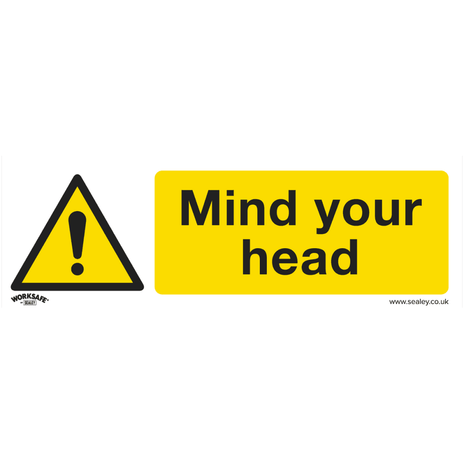 Sealey Warning Safety Sign - Mind Your Head - Self-Adhesive Vinyl Model No- SS39V1