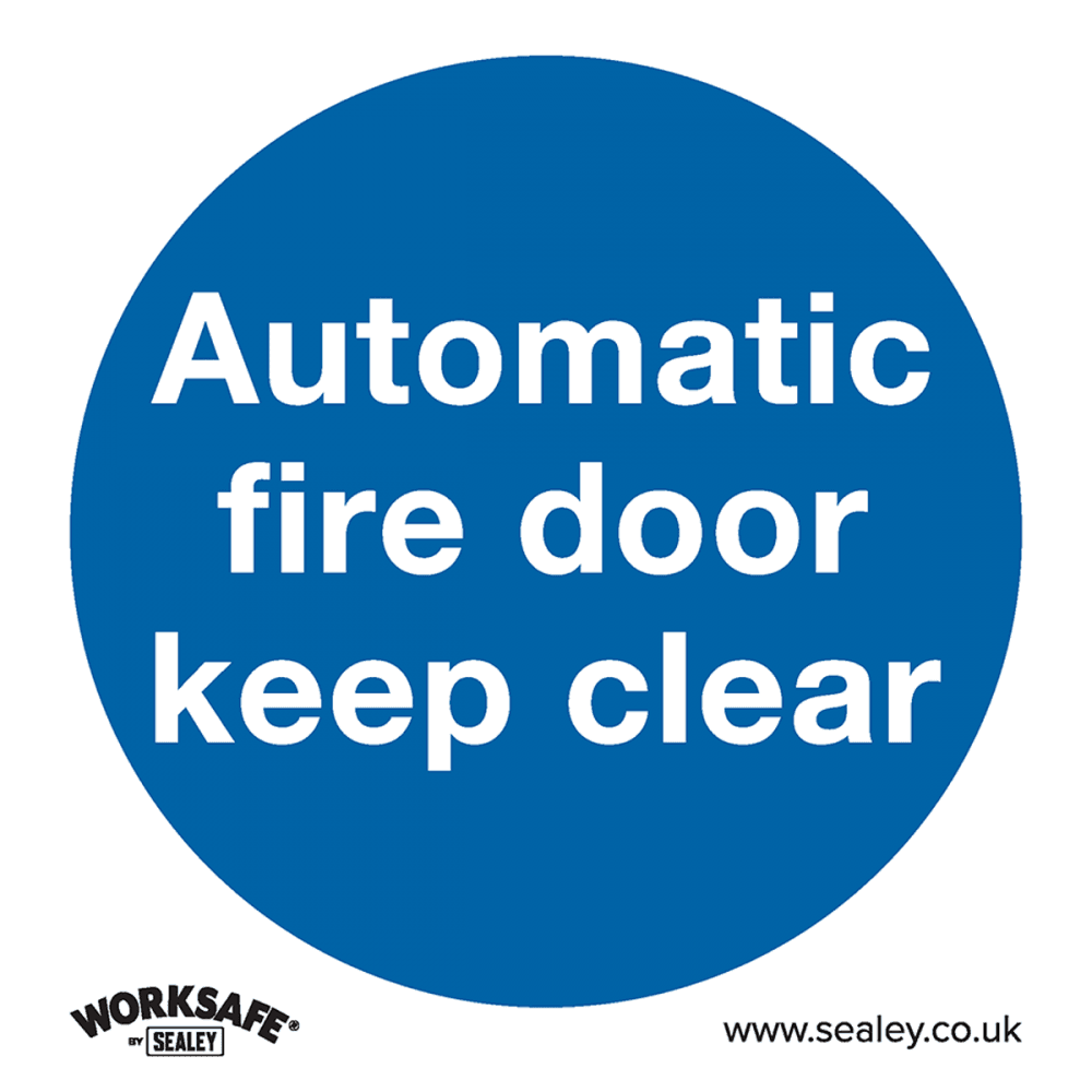 Sealey Mandatory Safety Sign - Automatic Fire Door Keep Clear - Rigid Plastic - Pack of 10 Model No- SS3P10