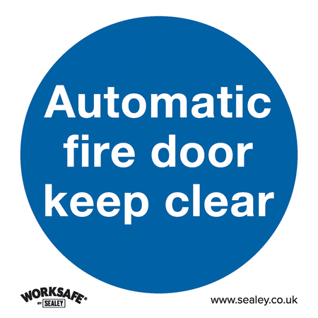 Sealey Mandatory Safety Sign - Automatic Fire Door Keep Clear - Rigid Plastic - Pack of 10 Model No- SS3P10