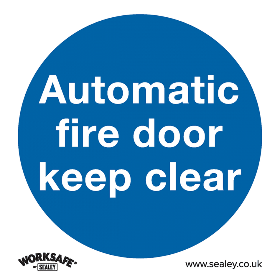 Sealey Mandatory Safety Sign - Automatic Fire Door Keep Clear - Rigid Plastic - Pack of 10 Model No- SS3P10