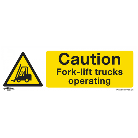 Sealey Warning Safety Sign - Caution Fork-Lift Trucks - Rigid Plastic - Pack of 10 Model No- SS44P10