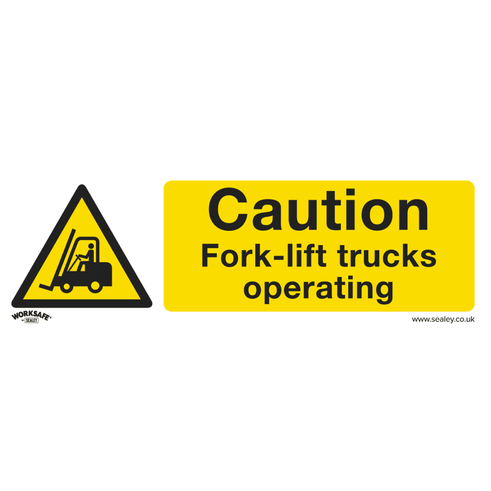 Sealey Warning Safety Sign - Caution Fork-Lift Trucks - Self-Adhesive Vinyl Model No- SS44V1