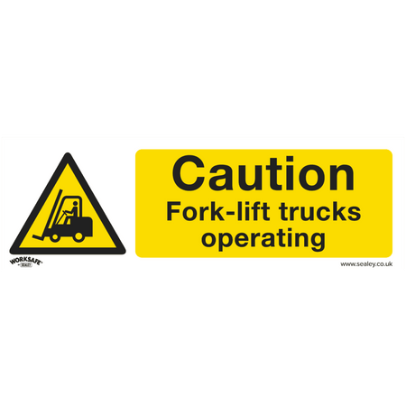 Sealey Warning Safety Sign - Caution Fork-Lift Trucks - Self-Adhesive Vinyl Model No- SS44V1