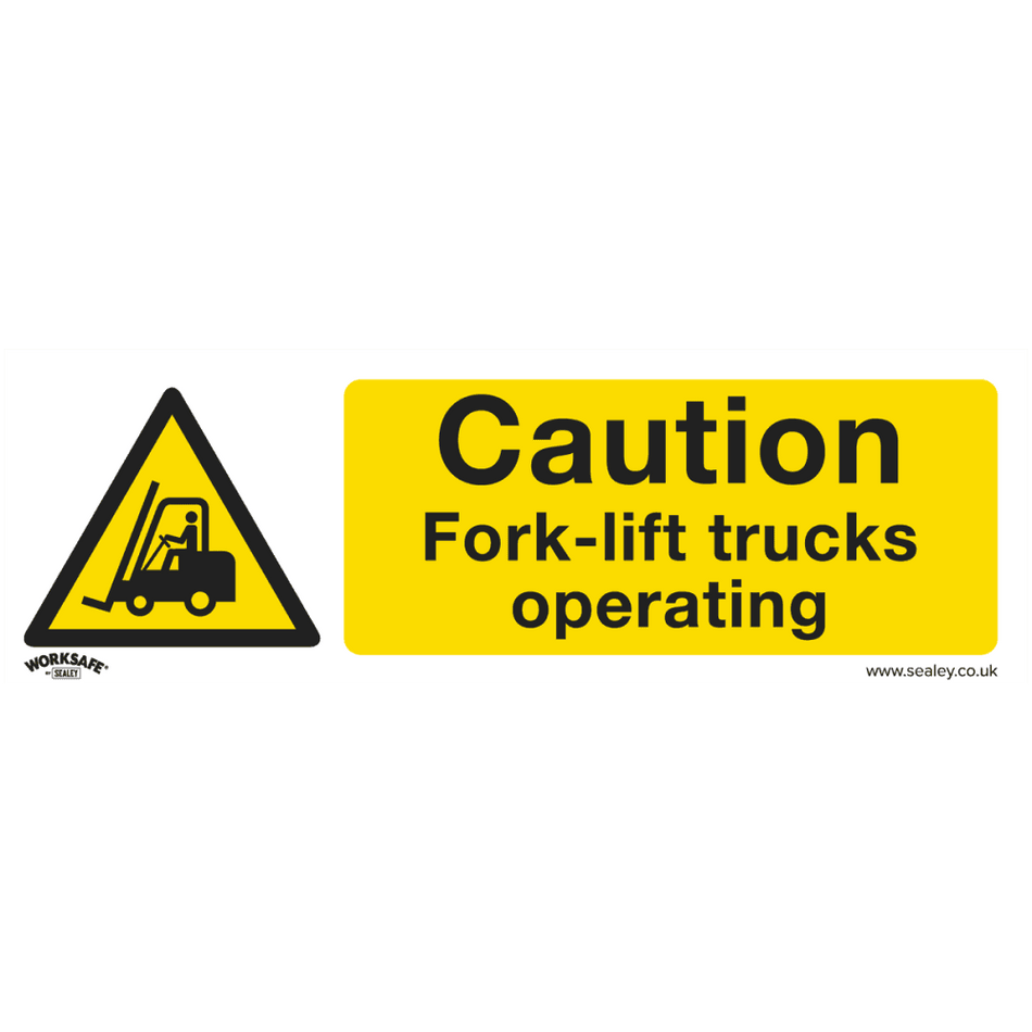 Sealey Warning Safety Sign - Caution Fork-Lift Trucks - Self-Adhesive Vinyl Model No- SS44V1
