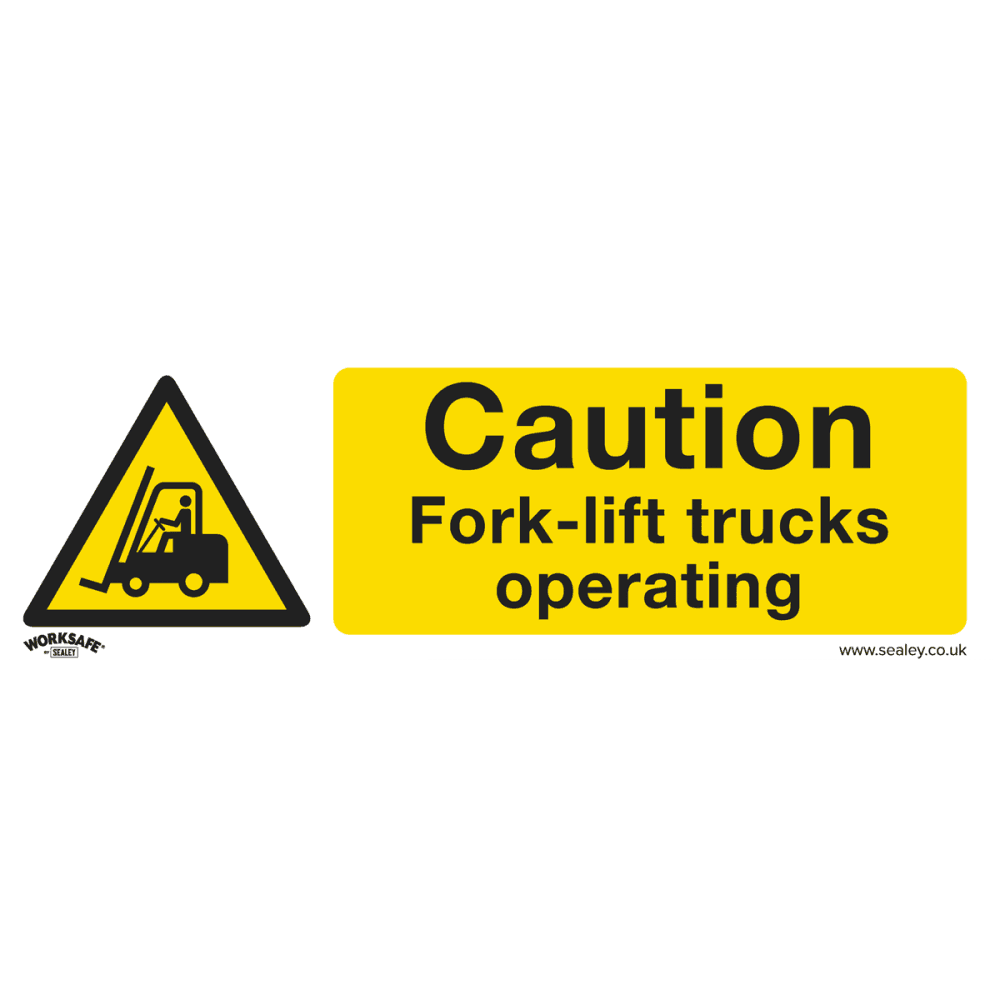 Sealey Warning Safety Sign - Caution Fork-Lift Trucks - Rigid Plastic Model No- SS44P1