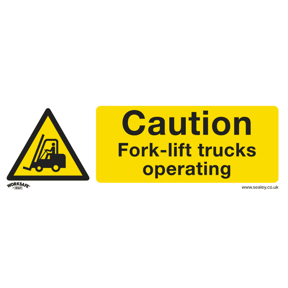 Sealey Warning Safety Sign - Caution Fork-Lift Trucks - Rigid Plastic Model No- SS44P1
