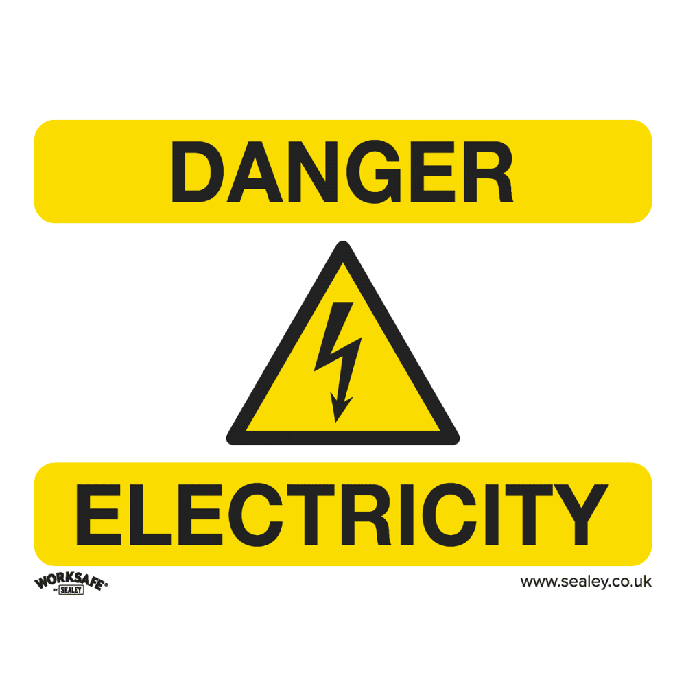 Sealey Warning Safety Sign - Danger Electricity - Rigid Plastic Model No- SS41P1