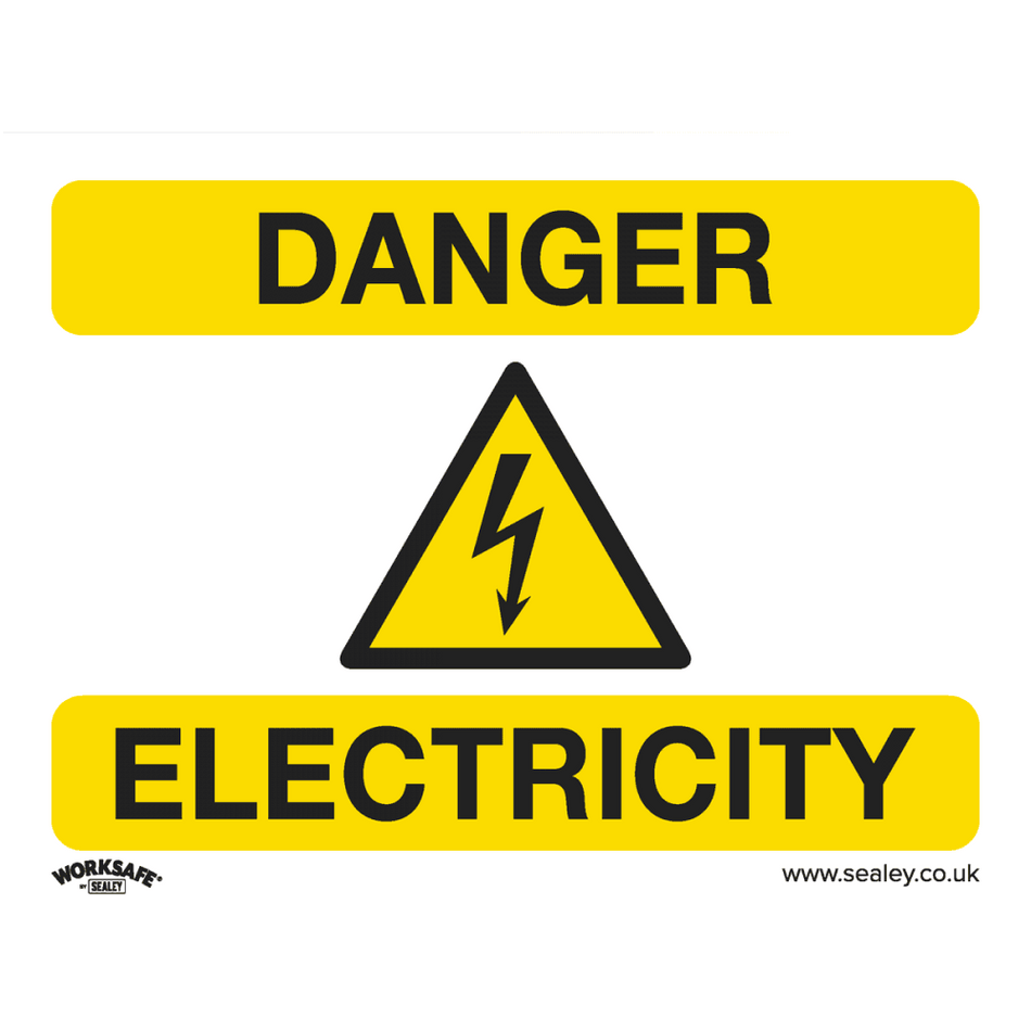 Sealey Warning Safety Sign - Danger Electricity - Rigid Plastic Model No- SS41P1