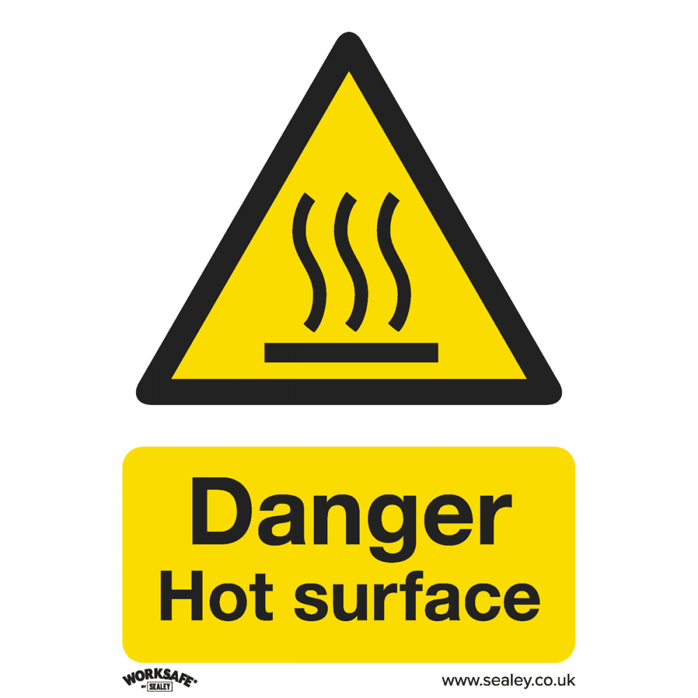 Sealey Warning Safety Sign - Danger Hot Surface - Rigid Plastic - Pack of 10 Model No- SS42P10