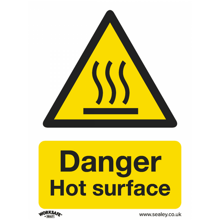 Sealey Warning Safety Sign - Danger Hot Surface - Rigid Plastic - Pack of 10 Model No- SS42P10