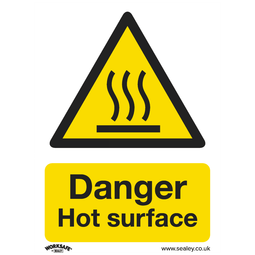 Sealey Warning Safety Sign - Danger Hot Surface - Self-Adhesive Vinyl Model No- SS42V1