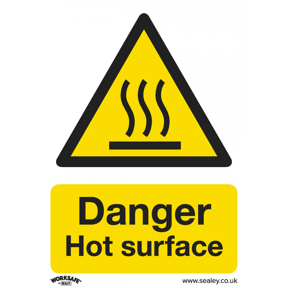 Sealey Warning Safety Sign - Danger Hot Surface - Self-Adhesive Vinyl Model No- SS42V1