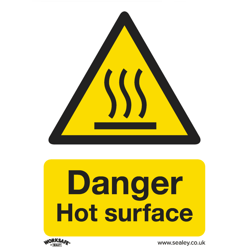 Sealey Warning Safety Sign - Danger Hot Surface - Rigid Plastic Model No- SS42P1