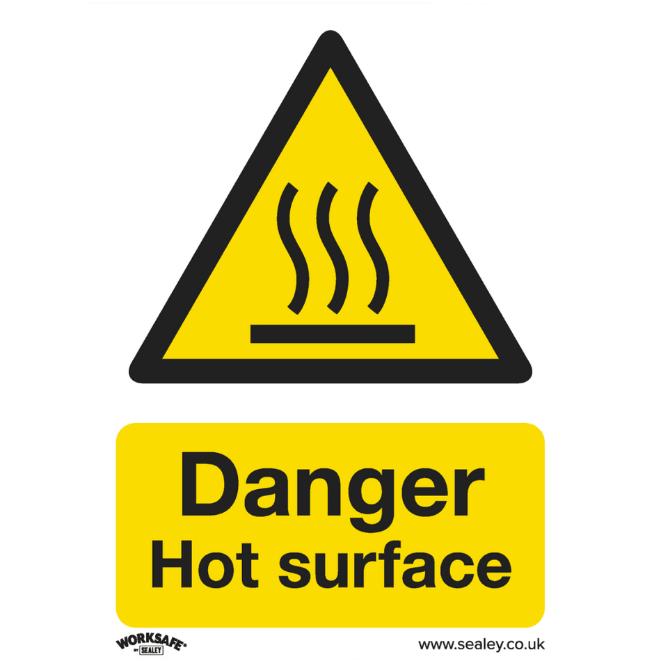 Sealey Warning Safety Sign - Danger Hot Surface - Rigid Plastic Model No- SS42P1