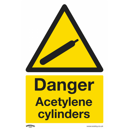 Sealey Warning Safety Sign - Danger Acetylene Cylinders - Rigid Plastic Model No- SS63P1