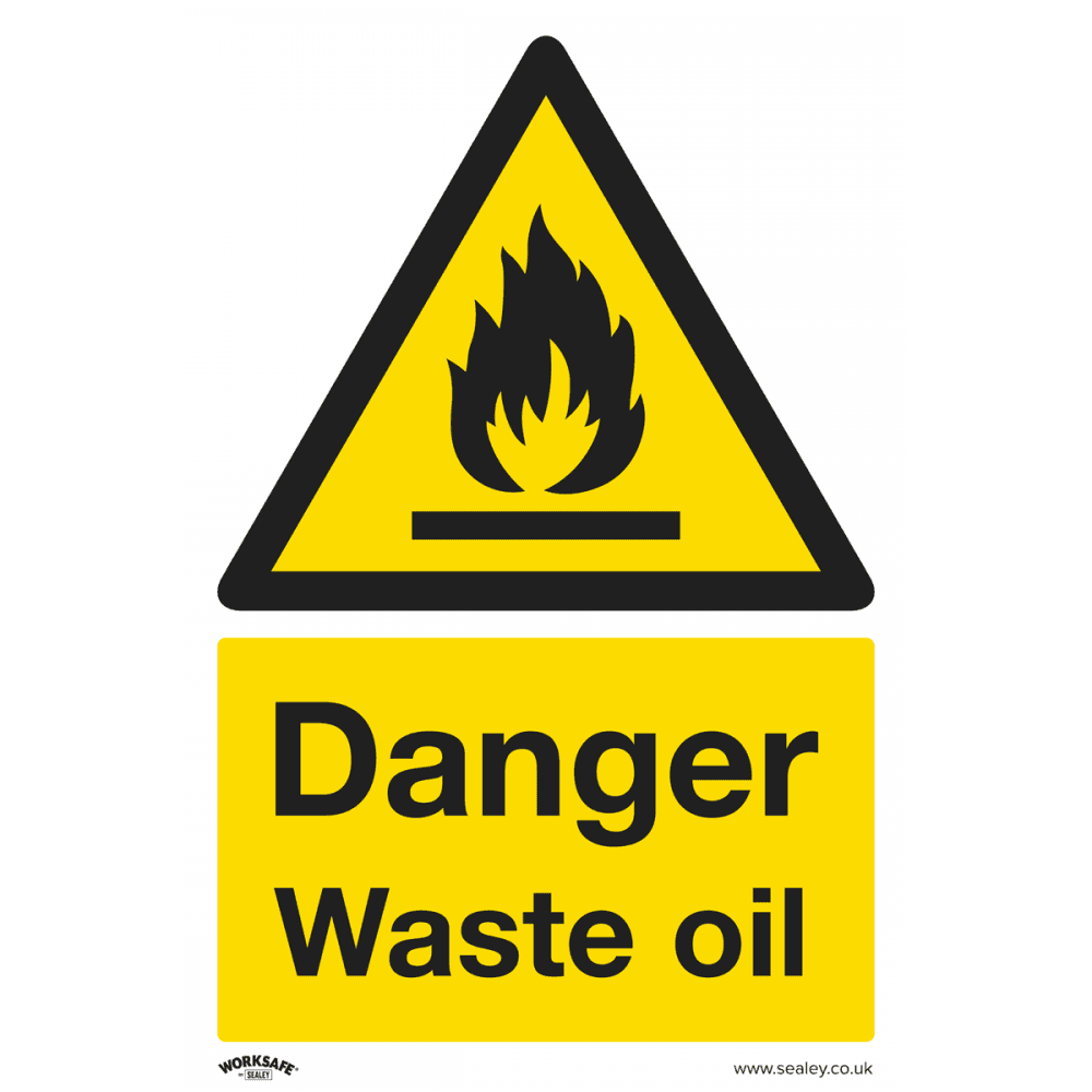 Sealey Warning Safety Sign - Danger Waste Oil - Rigid Plastic Model No- SS60P1