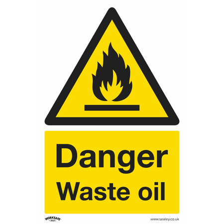 Sealey Warning Safety Sign - Danger Waste Oil - Rigid Plastic Model No- SS60P1