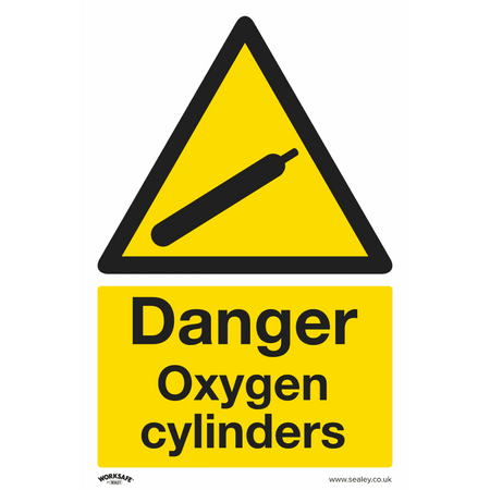 Sealey Danger Oxygen Cylinders - Warning Safety Sign - Self-Adhesive Vinyl Model No- SS61V1