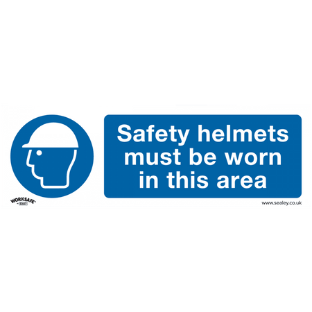 Sealey Mandatory Safety Sign - Safety Helmets Must Be Worn In This Area - Self-Adhesive Vinyl Model No- SS8V1