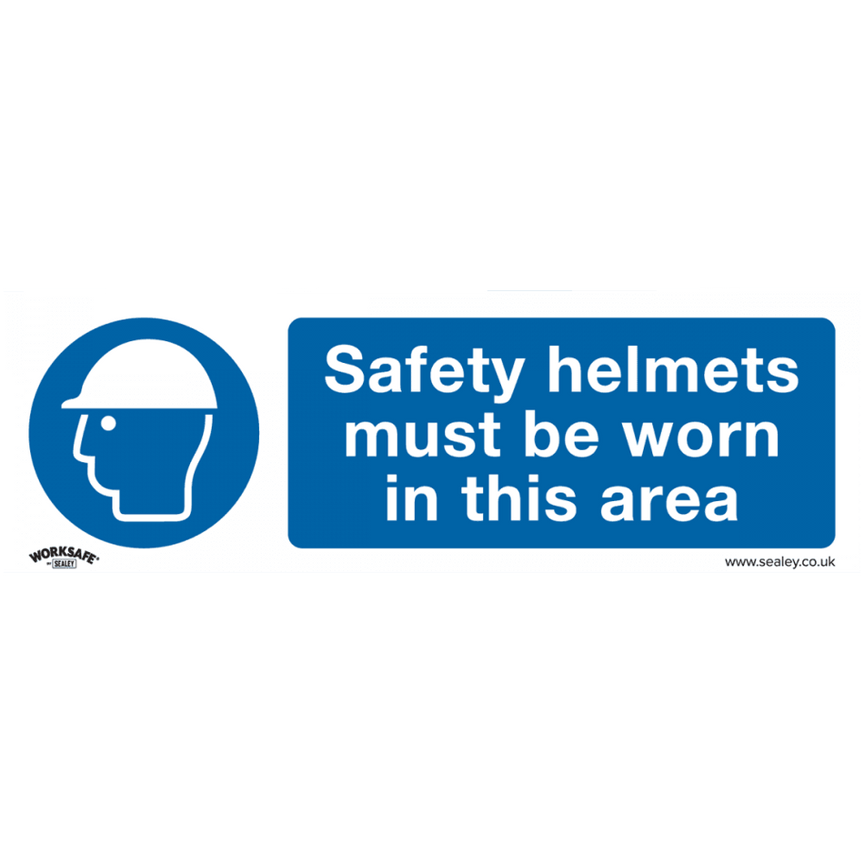Sealey Mandatory Safety Sign - Safety Helmets Must Be Worn In This Area - Self-Adhesive Vinyl Model No- SS8V1