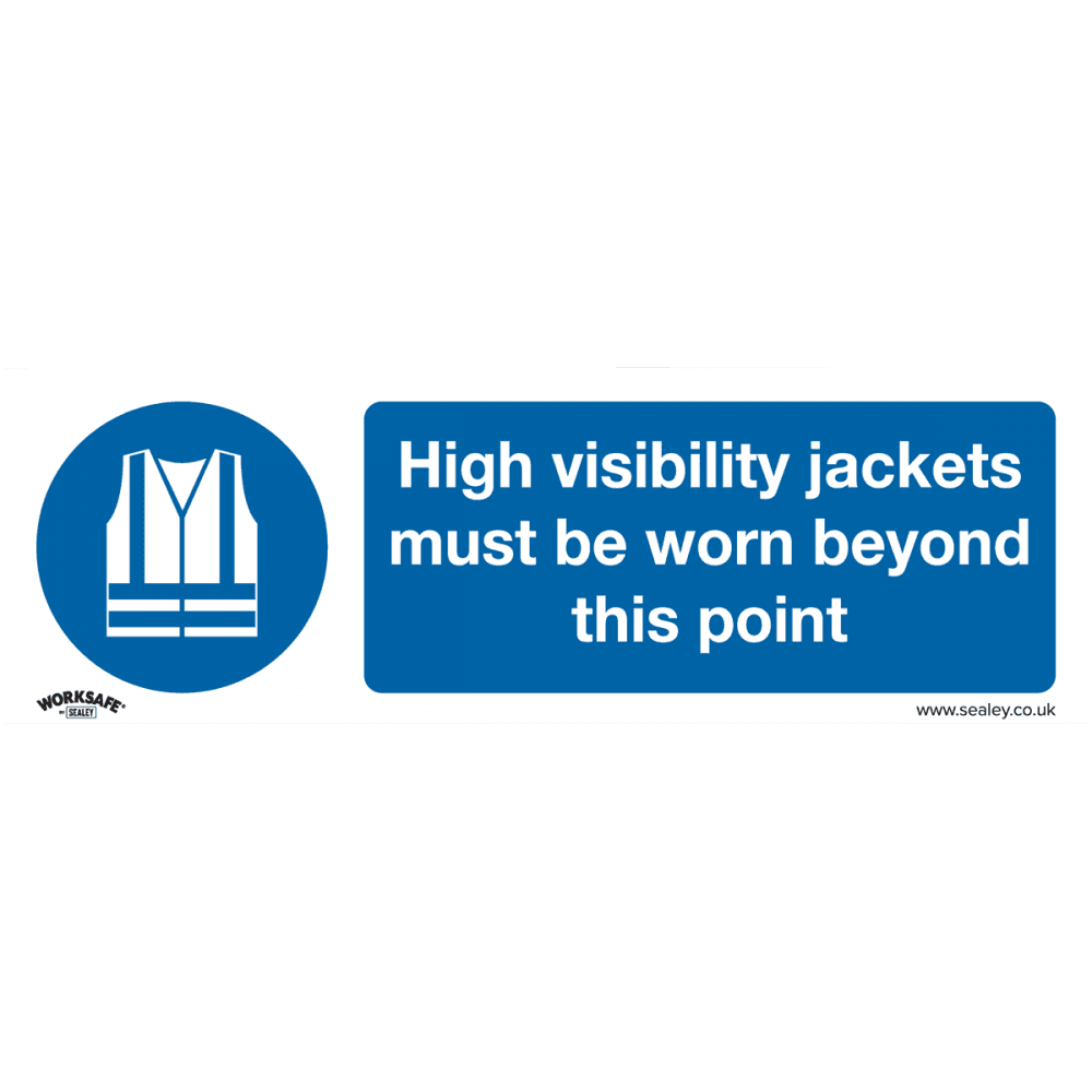 Sealey Mandatory Safety Sign - High Visibility Jackets Must Be Worn Beyond This Point - Self-Adhesive Vinyl - Pack of 10 Model No- SS9V10