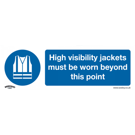 Sealey Mandatory Safety Sign - High Visibility Jackets Must Be Worn Beyond This Point - Self-Adhesive Vinyl - Pack of 10 Model No- SS9V10