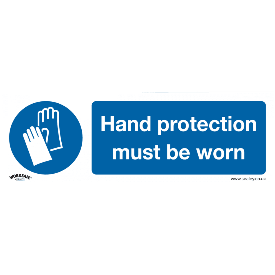 Sealey Mandatory Safety Sign - Hand Protection Must Be Worn - Self-Adhesive Vinyl Model No- SS6V1